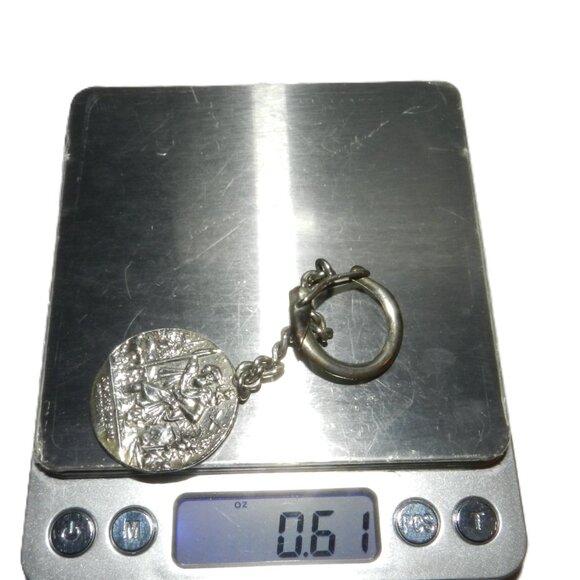 Mexico Sterling Silver San Cristobal Religious Medal Key Chain Protegenos - Picture 14 of 15